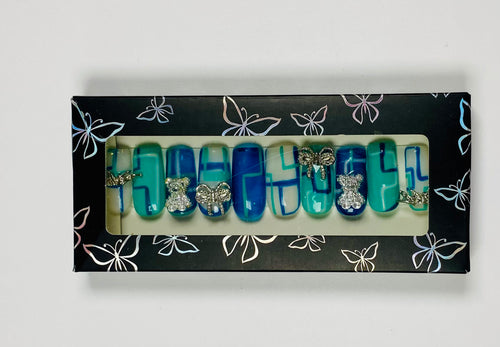 Blue Maze Press-On Nails