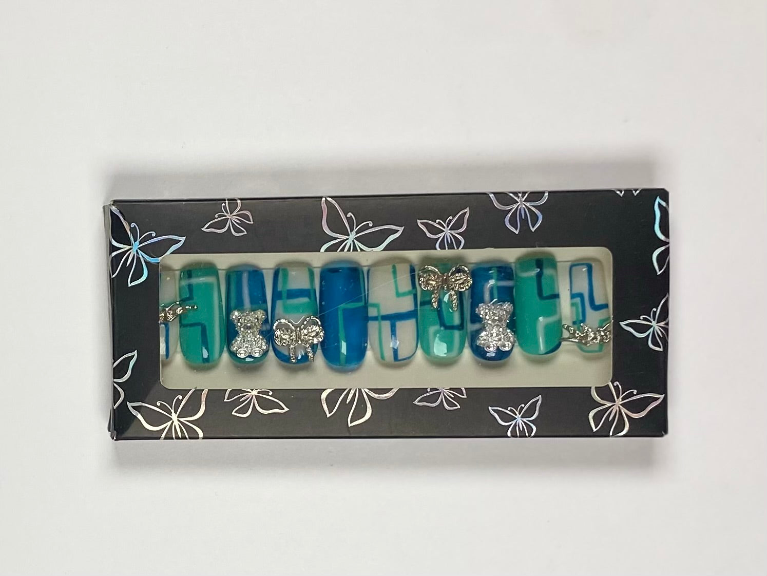 Blue Maze Press-On Nails