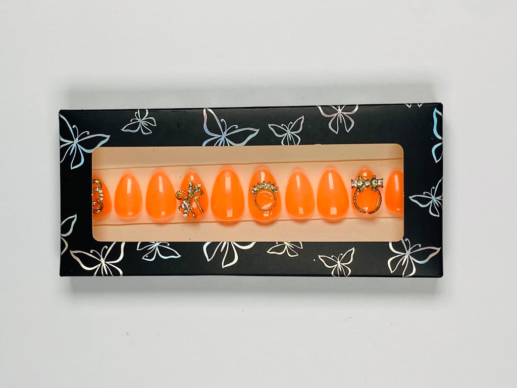 Orange Spark Press-On Nails