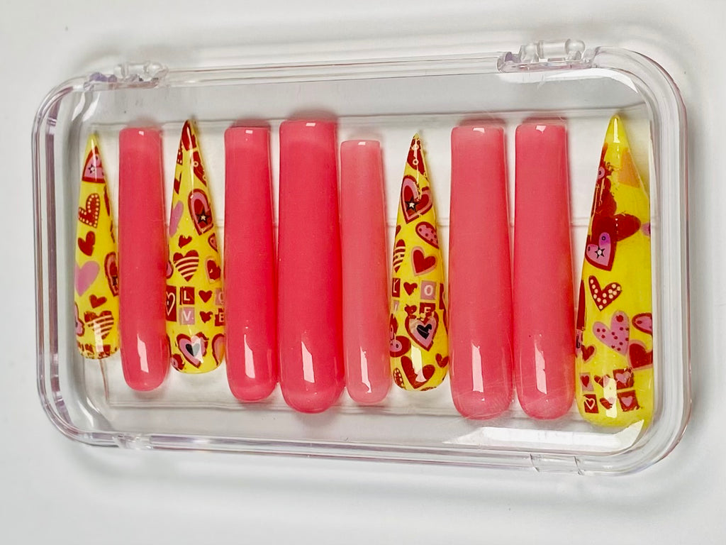 Pink Luv Sign Press-On Nails