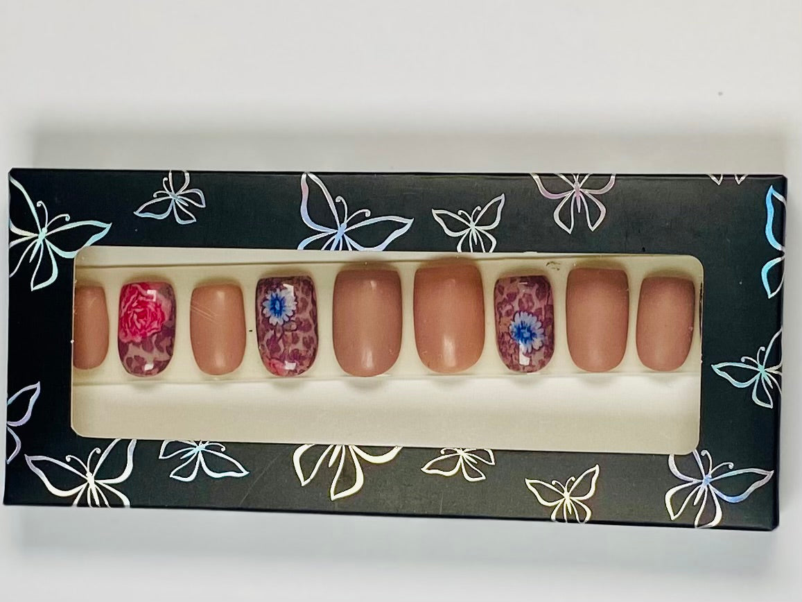 Leopard Blossom Press-On Nails